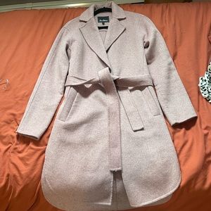 Sam Edelman belted wool blend coat in Dusty Rose